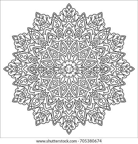 adult coloring page outline mandala black เวกเตอร์สต็อก