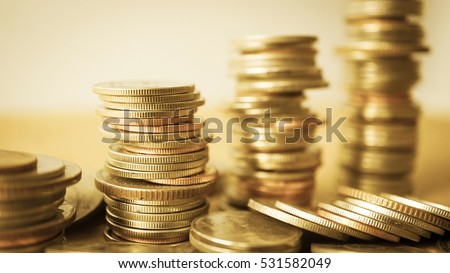 rows of coins for finance and banking concept