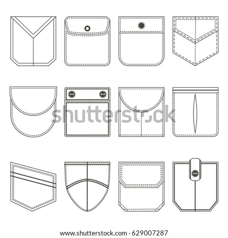 Different Pocket Thin Line Black Icon Stock Vector 629007287 ...