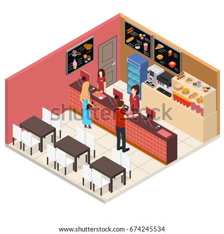  Interior  Fast Food  Restaurant Cafe Bar Stock Vector 