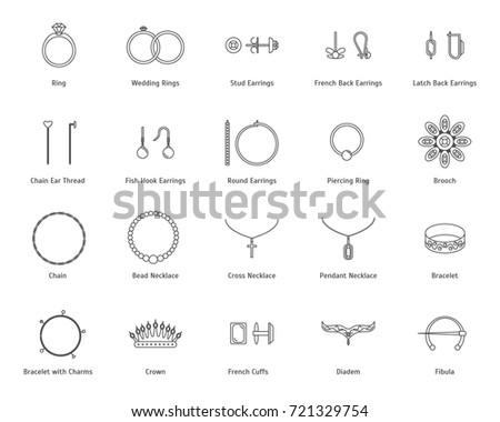 Download Jewelry Black Thin Line Icon Set Stock Vector 721329754 ...