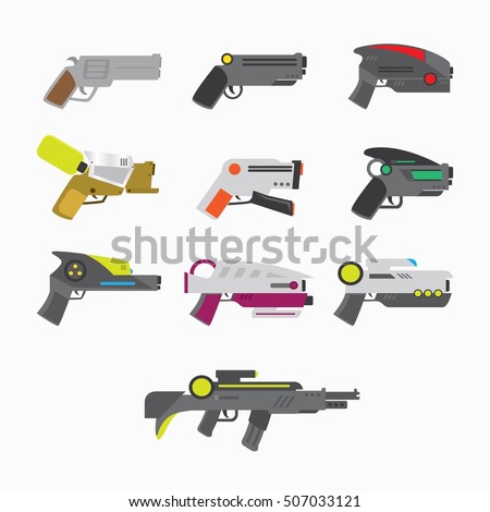 Weapons Vector Guns Collection Futuristic Pistols Stock Vector