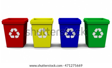 Types Recycling Bins Bin Green Yellow Stock Photo 134620643 - Shutterstock