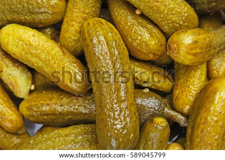 Pickles as background. Green pickle texture pattern.  pickled cucumber,