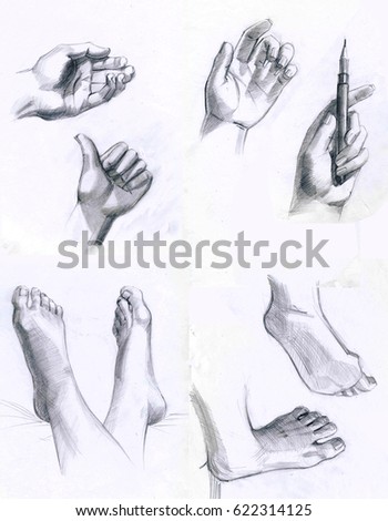 Pencil Drawing Hand Hold Virtual Card Stock Illustration 156379676