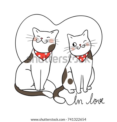 Vector Illustration Character Design Couple Cat Stock Vector 741322654 ...