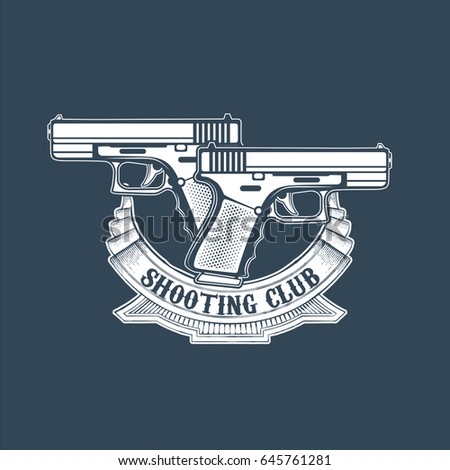 Crossed Revolver Pistols Emblem Logo Crossed Stock Vector 516642772 