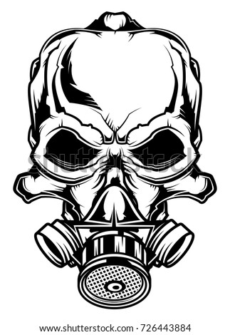 Monochrome Illustration Skull Gas Mask Isolated Stock Vector 726443884 ...