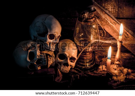 Skull and scary scene for Halloween Skull and scary scene for Halloween