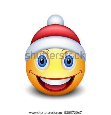 Cartoon Emoticon Smiley Santa Hat Vector Stock Vector 538572067 ...