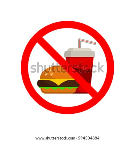 No Fast Food Danger Sign Vector Stock Vector 594504884 - Shutterstock