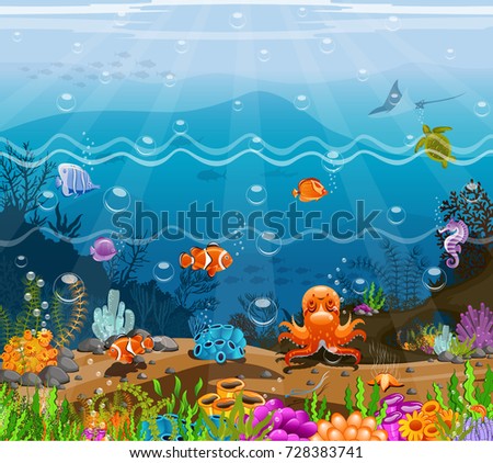 Illustration Children Fun Marine Life Sea Stock Illustration 348479990 ...