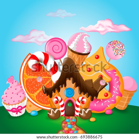 Sweet Candy Land Cartoon Game Background Stock Vector 536564020 ...