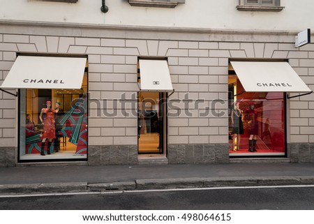 Milan, Italy - October 9, 2016: Shop window and entrance of a Ch