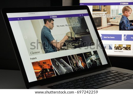 Milan, Italy - August 10, 2017: Yamaha website homepage. Yamaha logo visible.