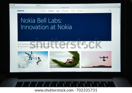 Milan, Italy - August 10, 2017: Nokia website homepage. It is a Finnish multinational communications, information technology and consumer electronics company. Nokia logo visible.