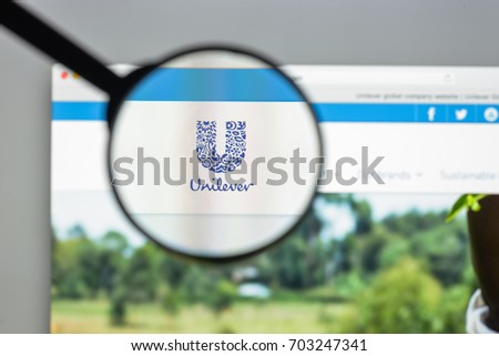Milan, Italy - August 10, 2017: Unilever website homepage. It is a Dutch-British transnational consumer goods company. Unilever logo visible.