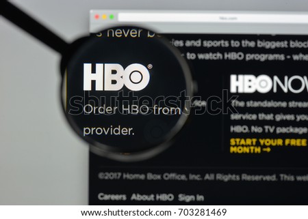Milan, Italy - August 10, 2017: hbo.com website homepage. It is an American premium cable and satellite television network. hbo logo visible.