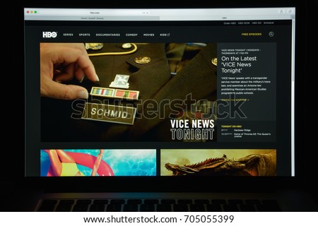 Milan, Italy - August 10, 2017: hbo.com website homepage. It is an American premium cable and satellite television network. hbo logo visible.