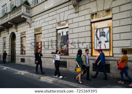 Milan, Italy - September 24, 2017: Fendi store in Milan. Fashion week Fendi shopping