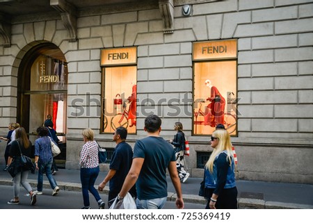 Milan, Italy - September 24, 2017: Fendi store in Milan. Fashion week Fendi shopping