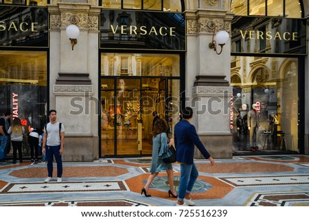 Milan, Italy - September 24, 2017: Versace store in Milan. Fashion week Versace shopping