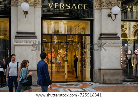 Milan, Italy - September 24, 2017: Versace store in Milan. Fashion week Versace shopping