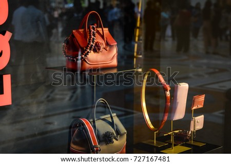 Milan, Italy - September 24, 2017: Versace bag in a store in Milan