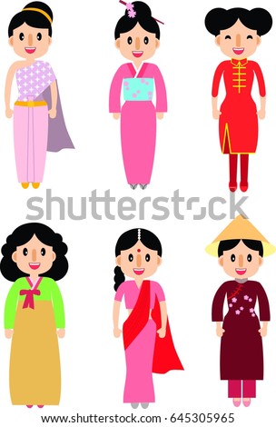 https://thumb7.shutterstock.com/display_pic_with_logo/162589488/645305965/stock-vector-young-woman-lady-diverse-nationality-traditional-dress-and-design-of-thai-japanese-korean-645305965.jpg