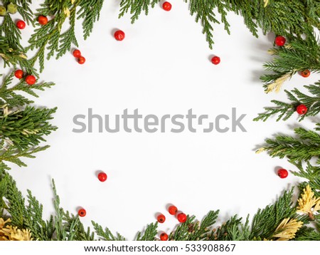 Christmas Background Border Evergreen Fir Tree Stock Photo (Royalty