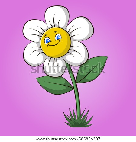 Chamomile Cartoon Chamomile Flower Cartoon Style Stock Vector 585856307 ...