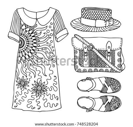 Download Hand Drawn Clothes Set Fashion Tips Stock Vector 748528204 - Shutterstock