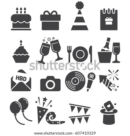 Party Icons Celebration Icons White Background Stock Vector 158370155 ...