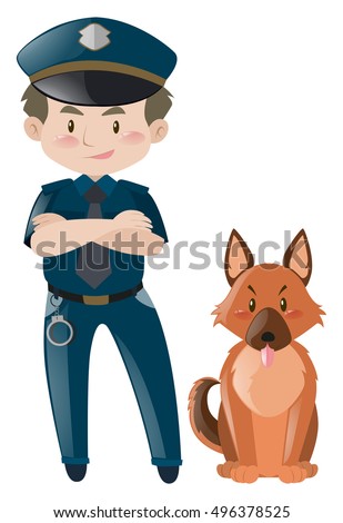 Police Dog Asian Female Police Officer Stock Vector 144519914 ...