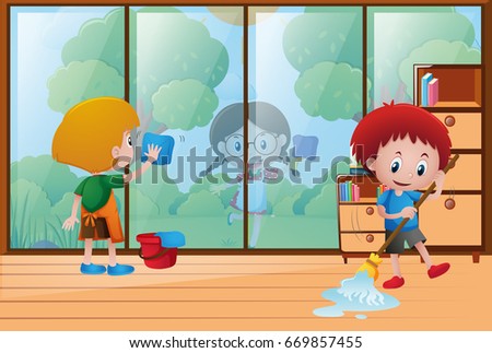 Cleaning The House kids cleaning stock images, royalty-free images & vectors Cleaning The House kids cleaning stock images, royalty-free images & vectors