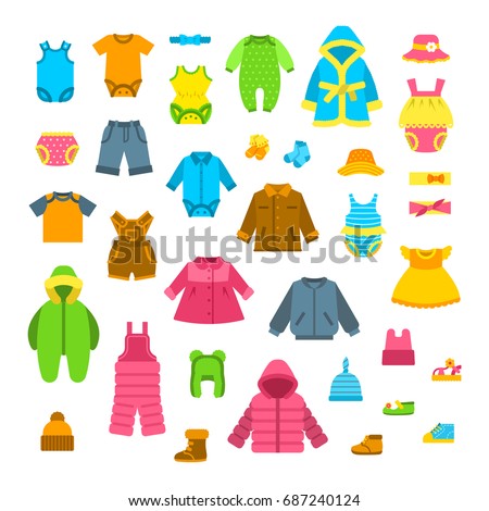 Baby Clothes Illustrations Set Newborn Kid Stock Illustration 687240124 ...