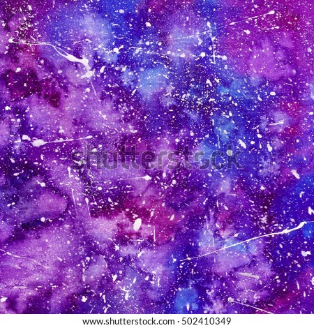 Space Galaxy  Snowy Watercolor Wash Artistic Stok 