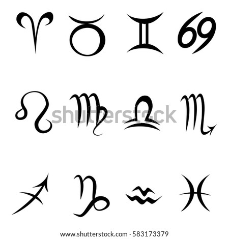 Set Zodiac Signs Stylized Icons Simple Stock Vector 102352447 ...