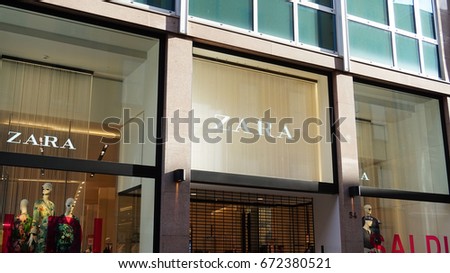 BERGAMO, ITALY - JULY 3, 2017: Zara store. Zara is a Spanish clothing and accessories retailer founded in 1975. It is the main brand of the Inditex group, the world's largest apparel retailer.