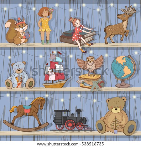 Set Of Childrens Toys Vector Illustration Play Toy Store Window Set Of Childrens Toys Vector Illustration Play Toy Store Window