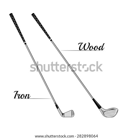 Golf iron and wood clubs posters can use for logo design Golf iron and wood clubs posters can use for logo design