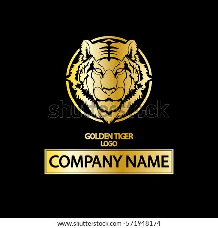 Golden Tiger Company Logoblack Background Stock Vector 571948174 ...