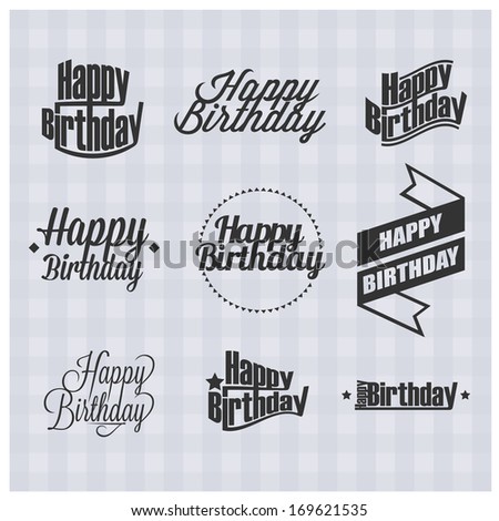 Set Happy Birthdays Lettering Typography Design Stock Vector 238597624 ...