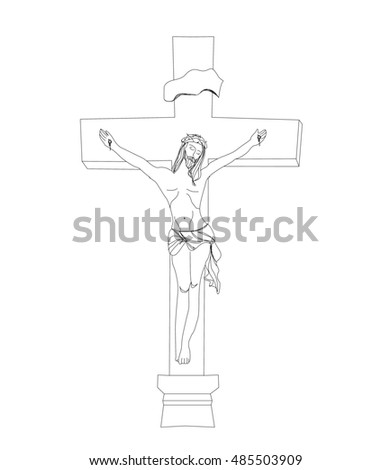 Vector Sketch Crucifix Jesus On Cross Stock Vector 227596486 - Shutterstock