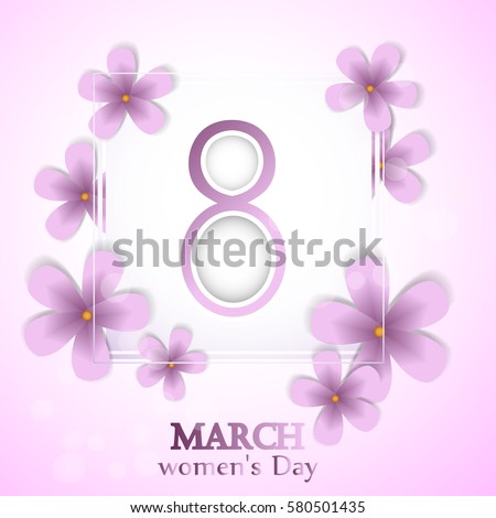 8 March International Women's Day greeting card with a beautiful bouquet of flowers