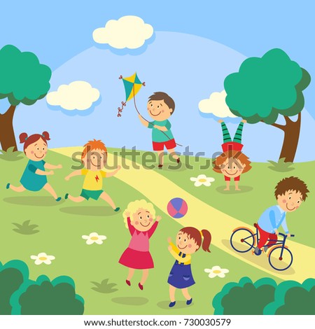 Playground Happy Children Playing Together Stock Illustration 76603789 ...