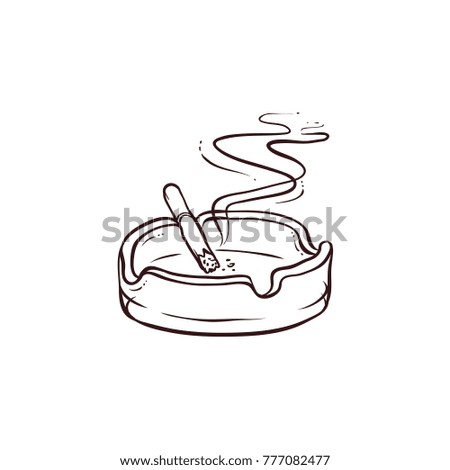 Black White Contour Handdrawn Burning Smoking Stock Vector 777082477 ...