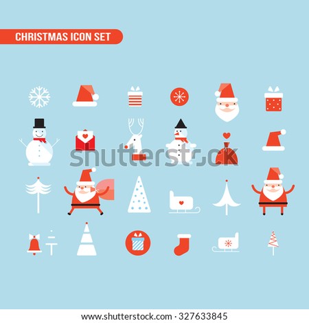 Christmas and New Year icon set Holiday Santa Claus Snowman