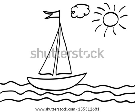 Drawing Sailboat Stock Vector 102605735 - Shutterstock