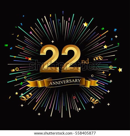 Happy 22nd Anniversary Fireworks Star On Vector de 